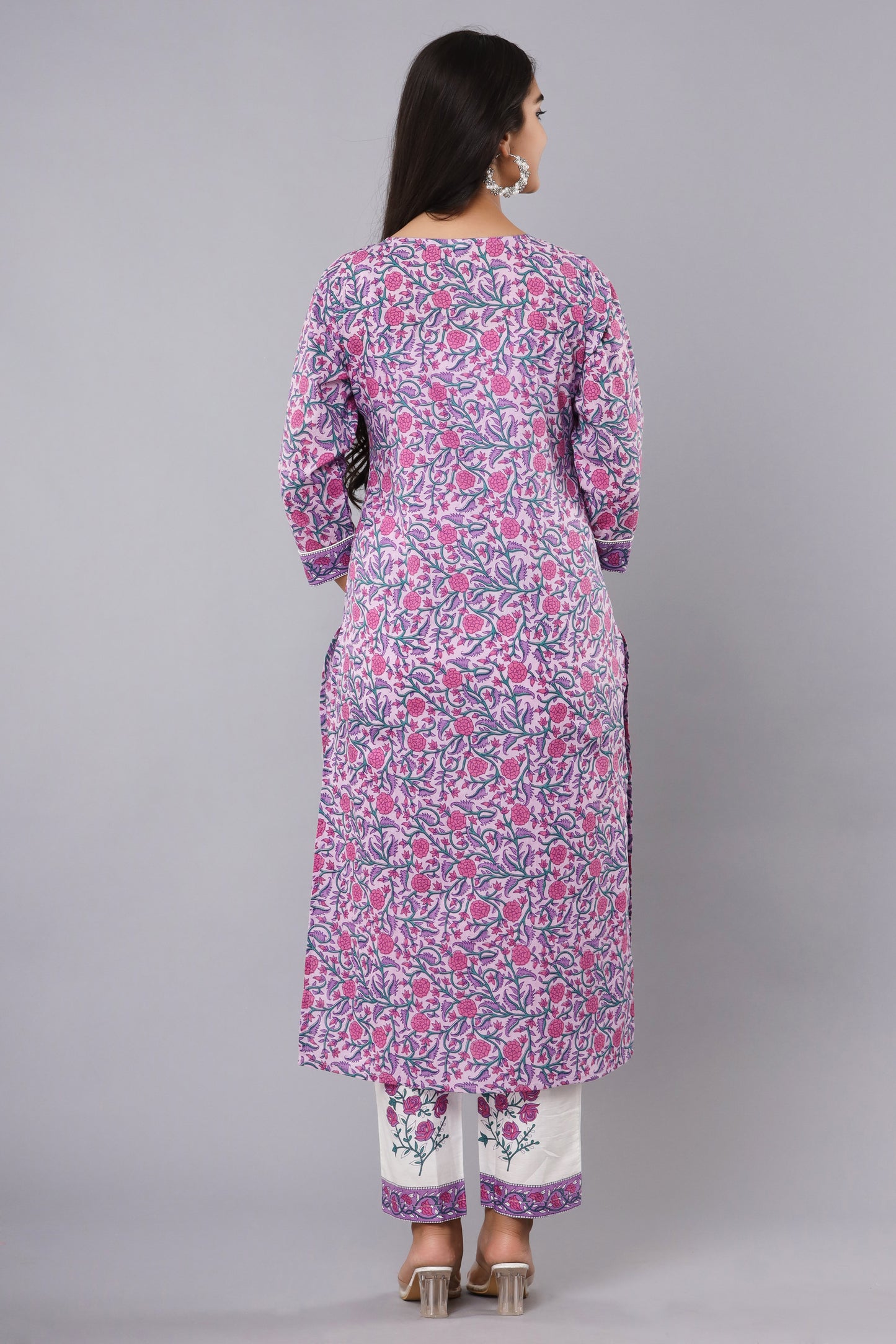 Lavender Printed Kurts Set