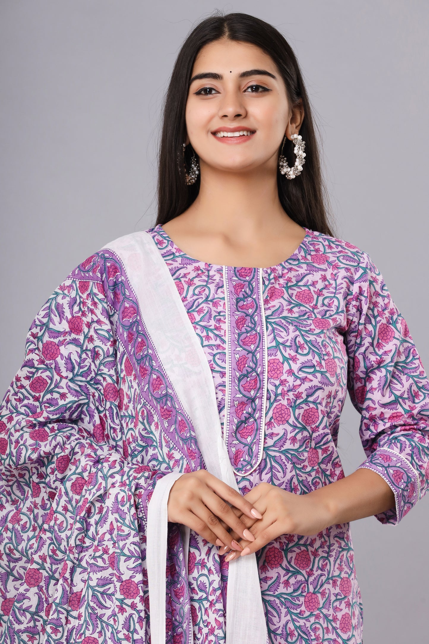 Lavender Printed Kurts Set