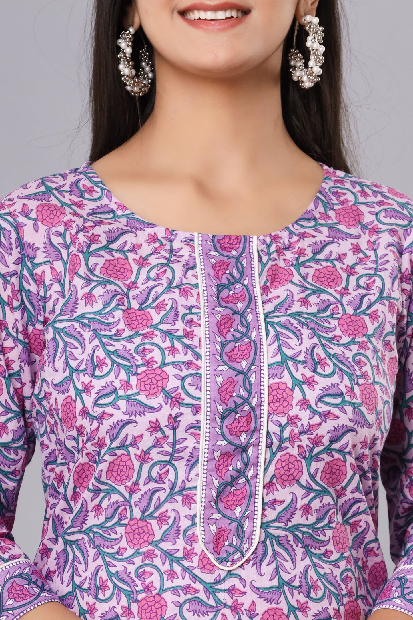 Lavender Printed Kurts Set