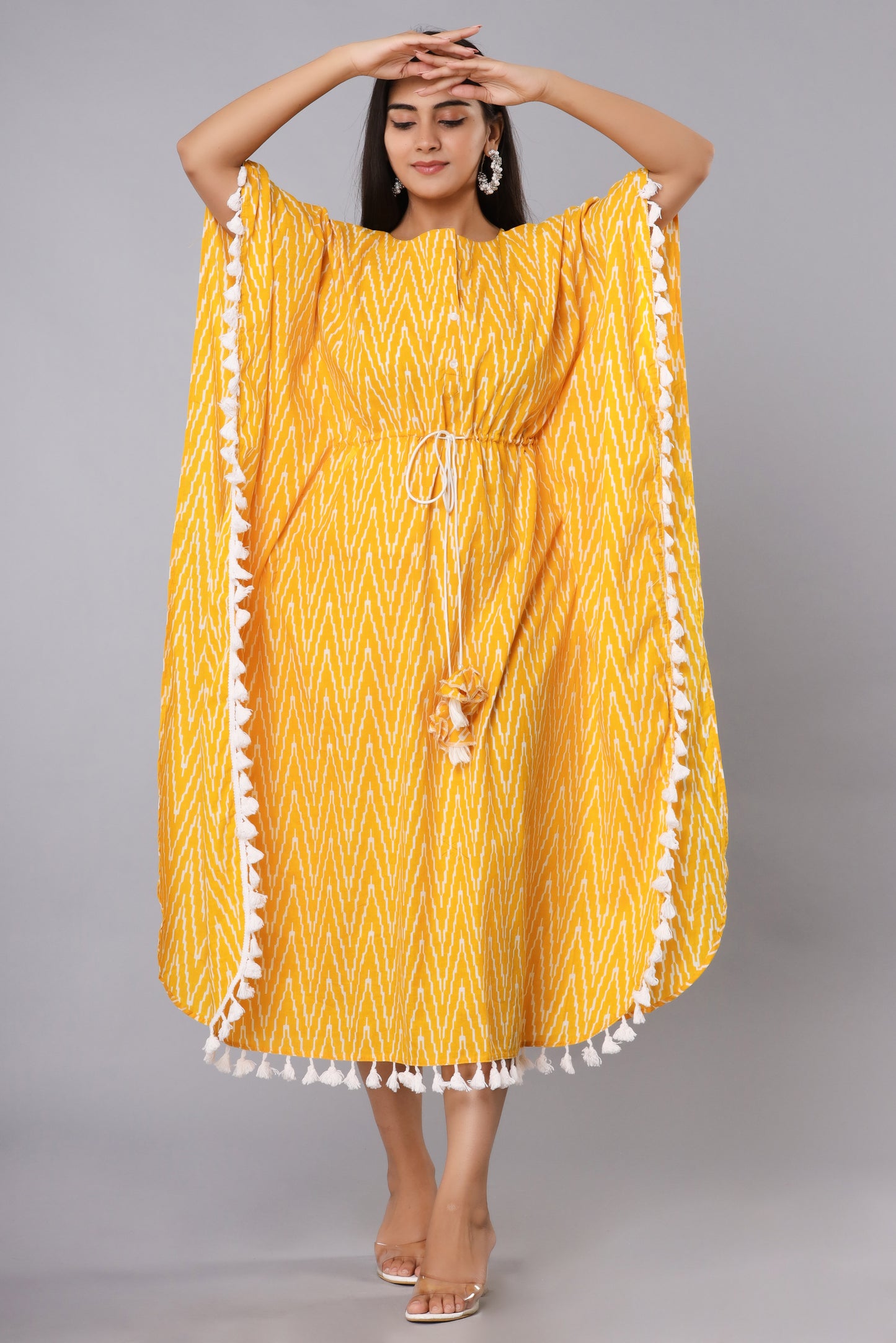 Yellow Printed Kaftan