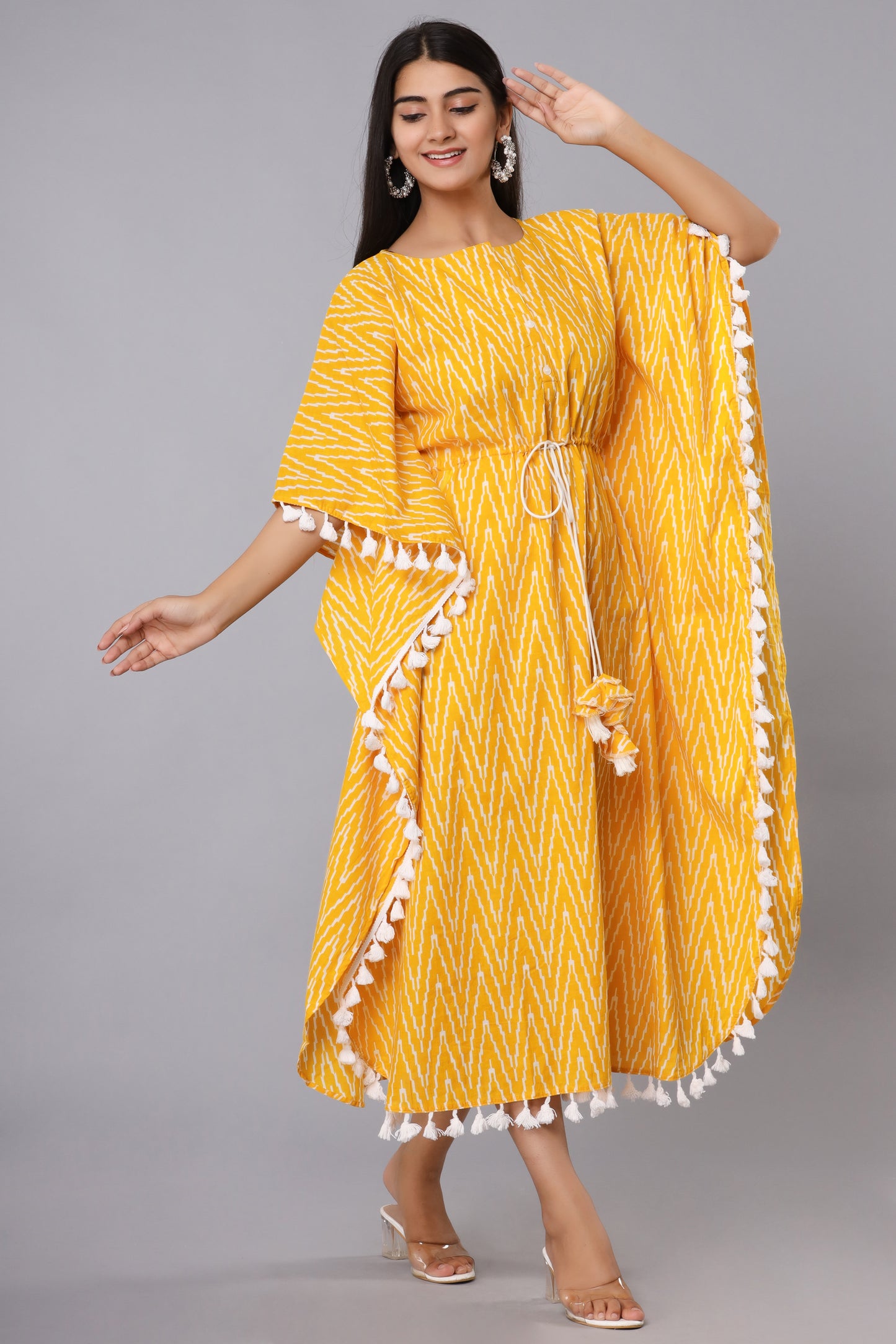 Yellow Printed Kaftan