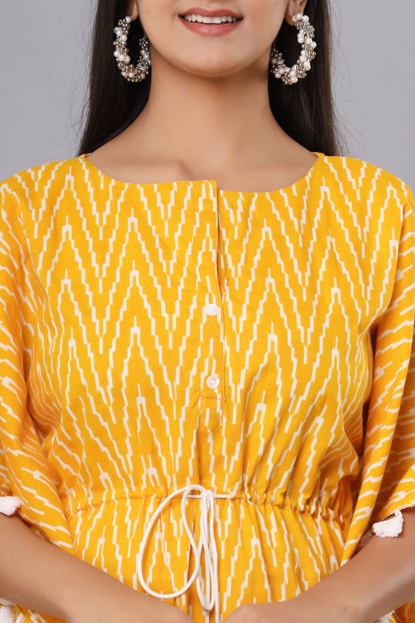 Yellow Printed Kaftan