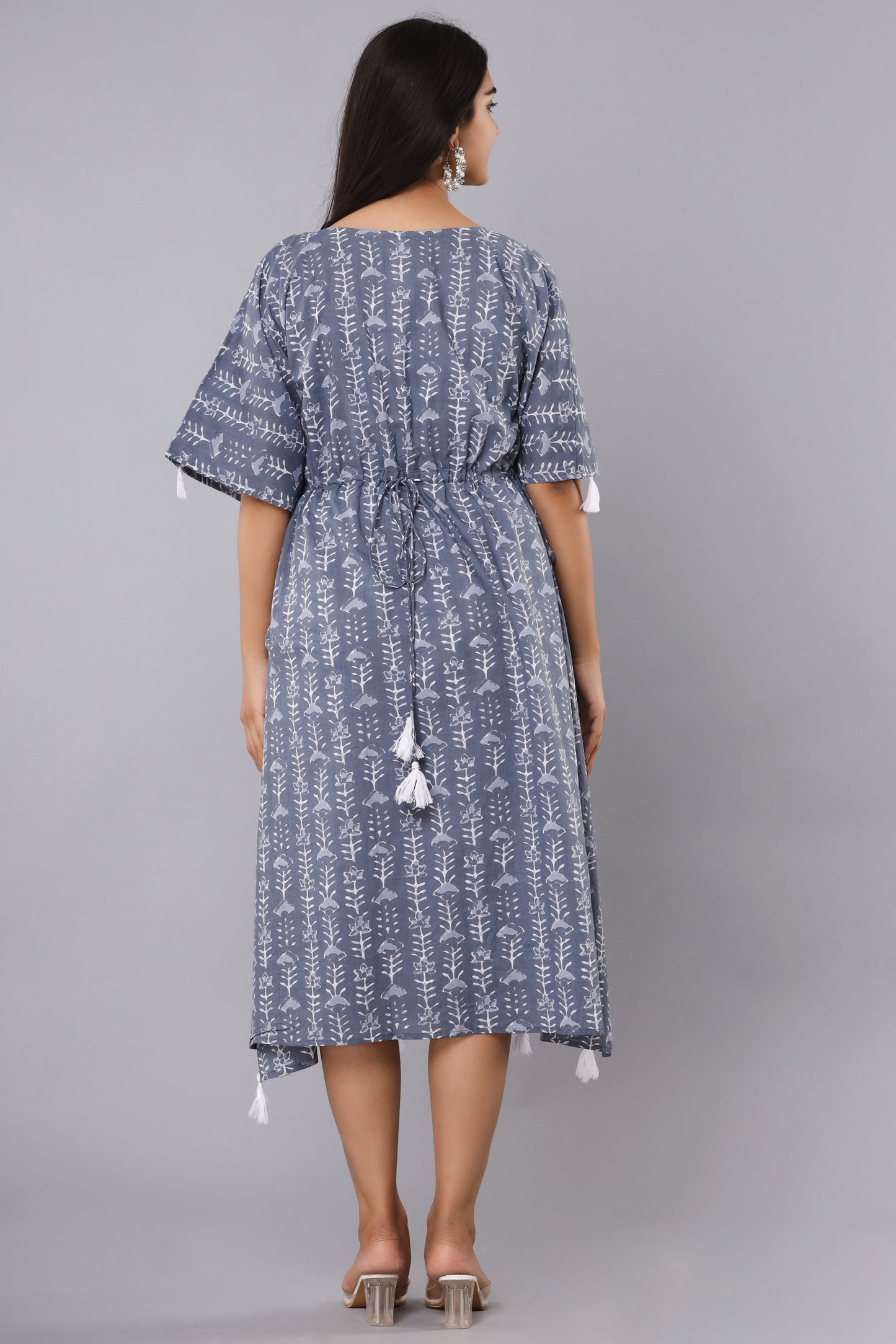 Cotton Grey Printed Kaftan