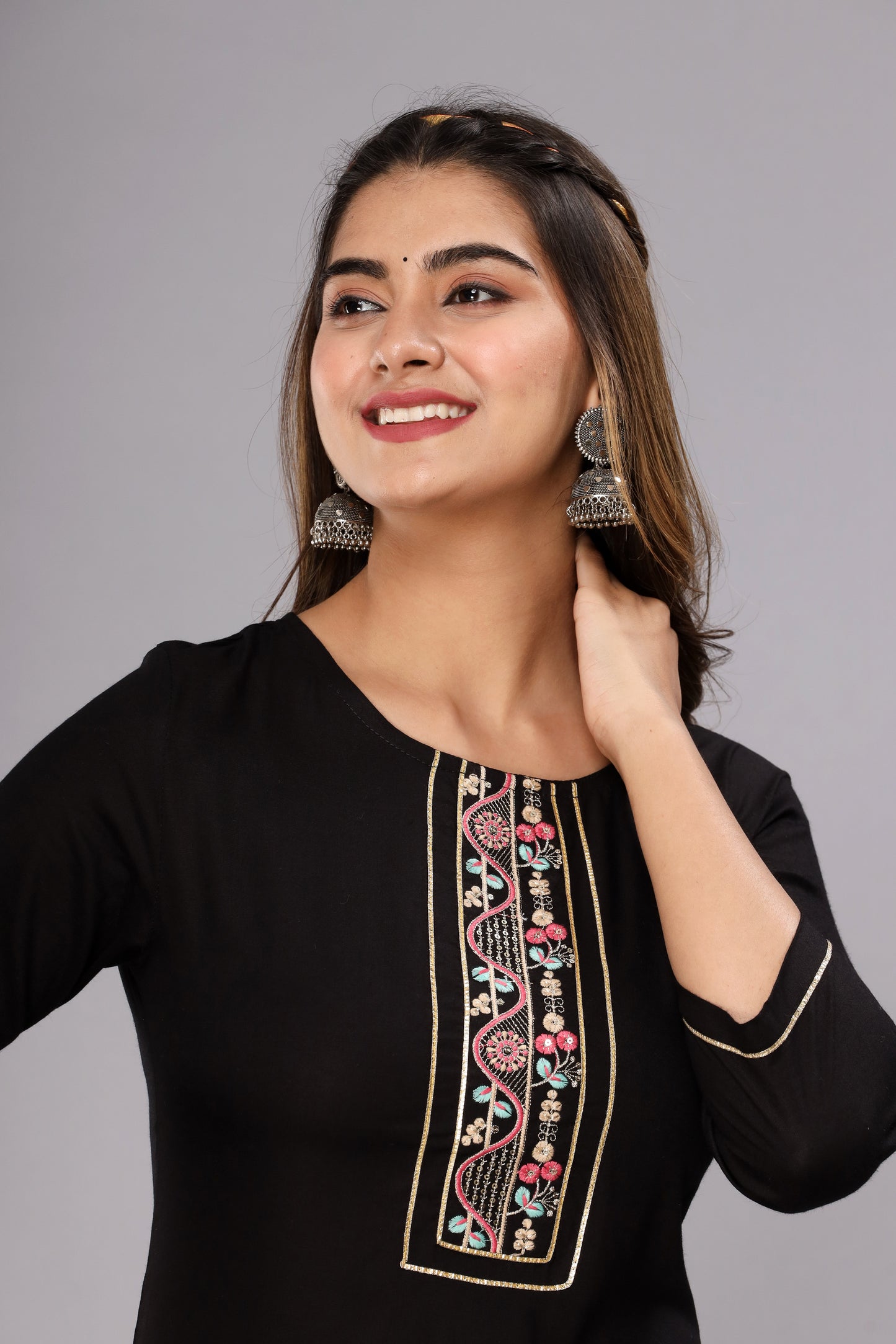 Embroidery Black Kurta Pants