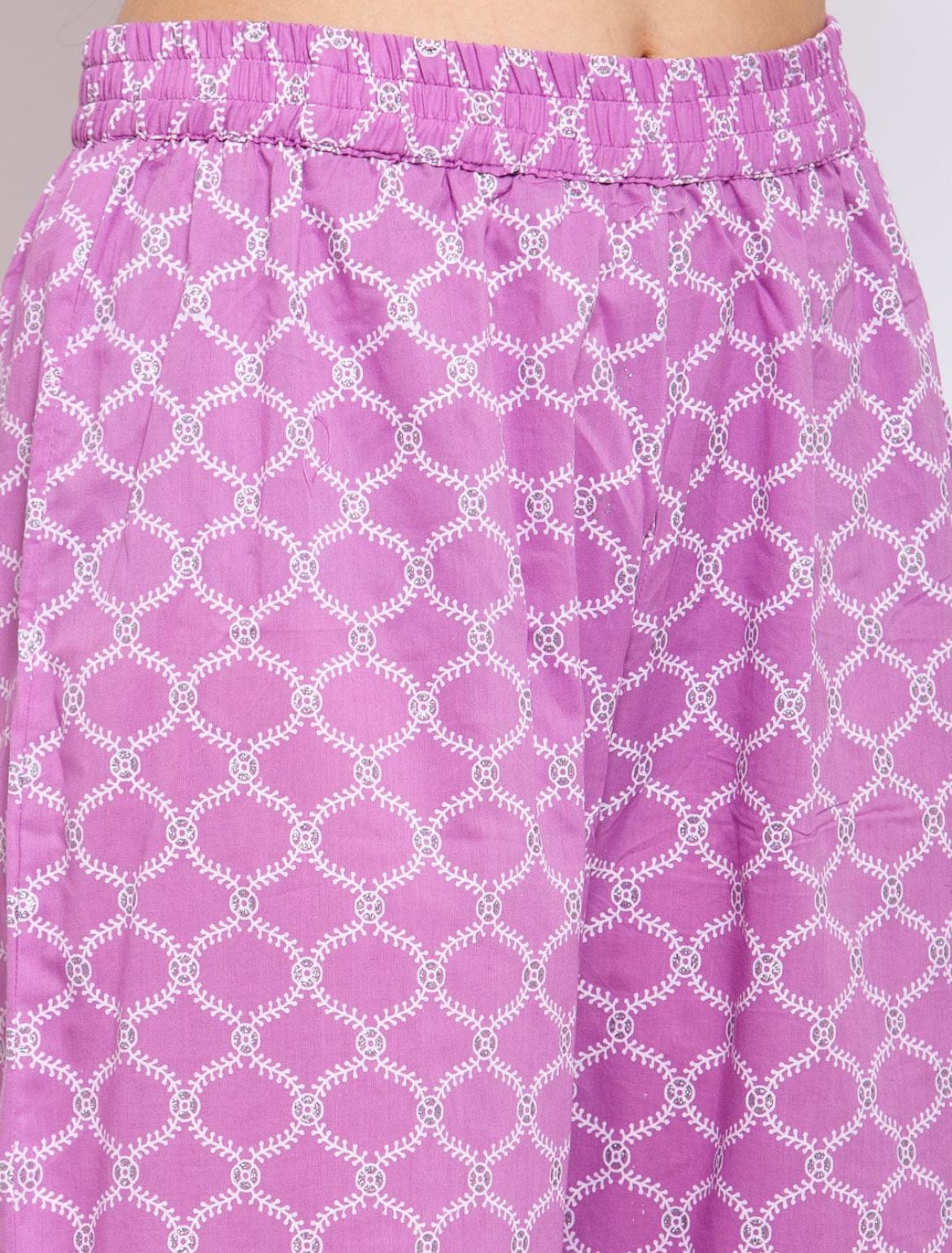 Purple Printed Kurta Set