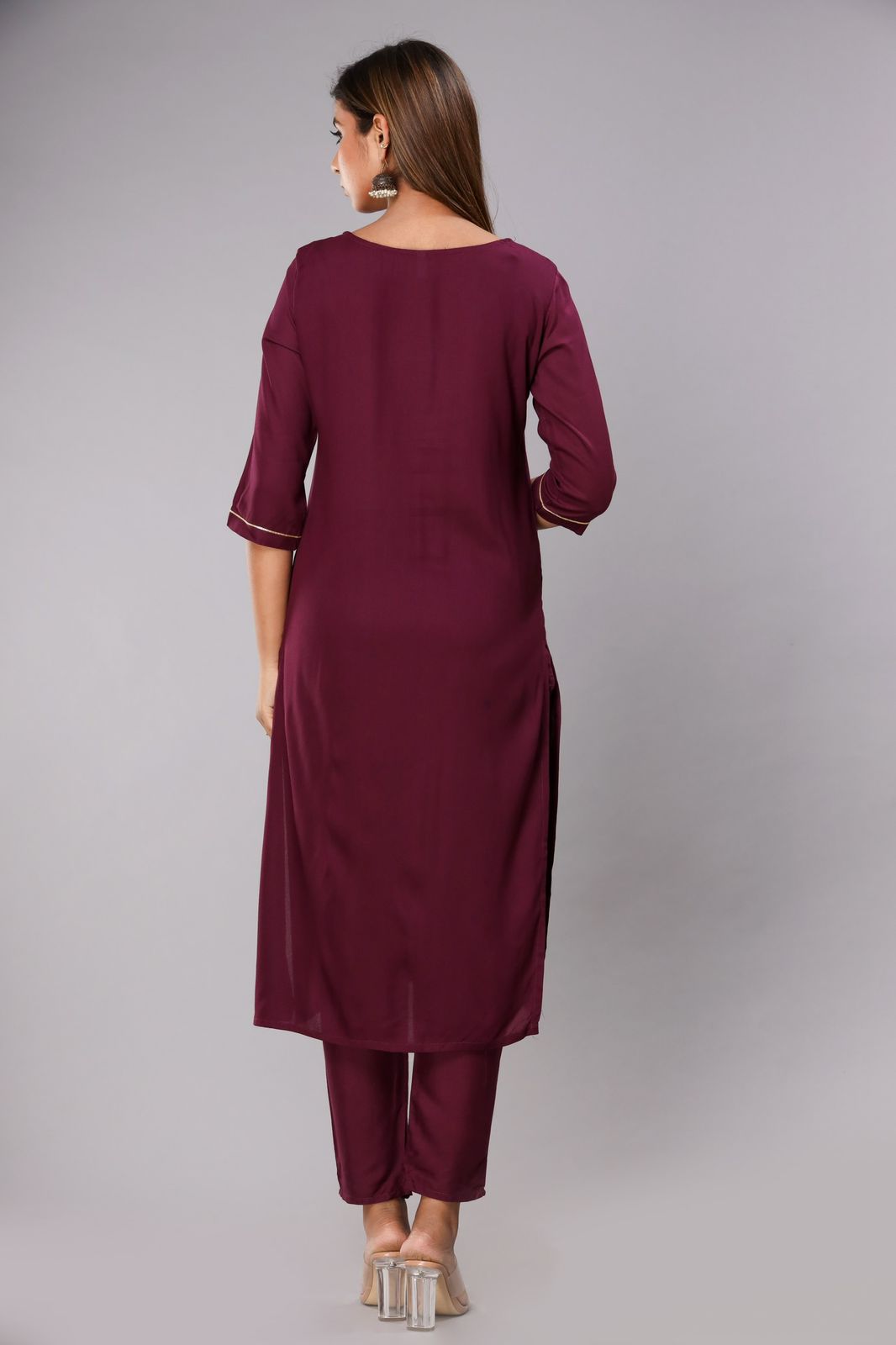 Purple Embroidery Kurta Set