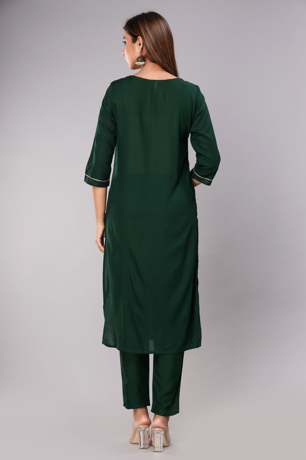 Green Embroidered Kurta Set