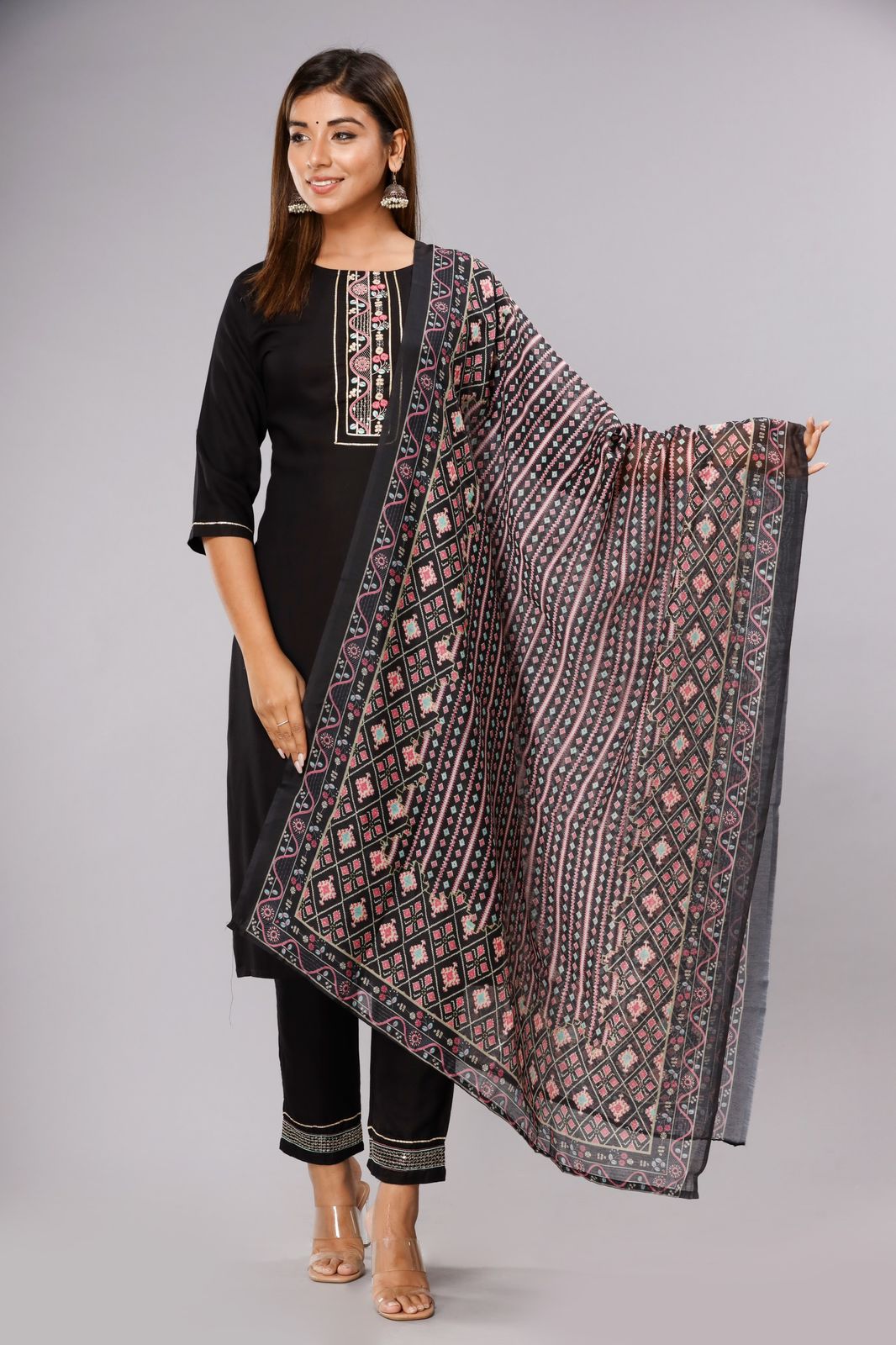 Black Embroidered Kurta Set
