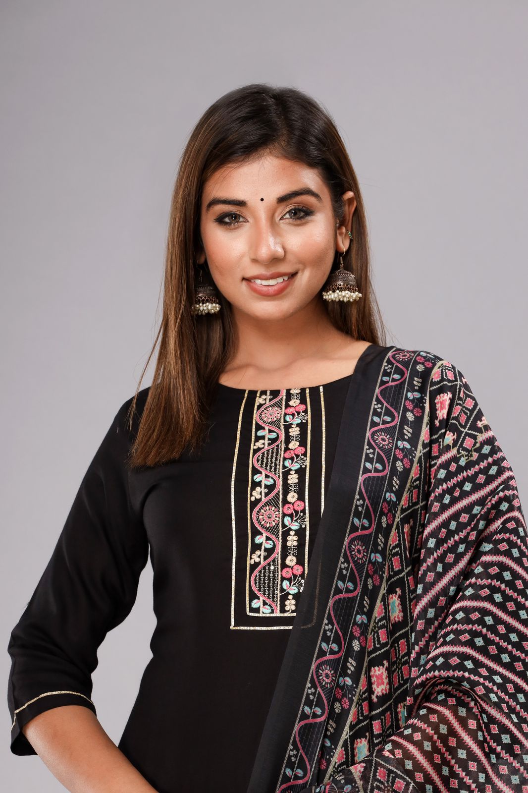 Black Embroidered Kurta Set