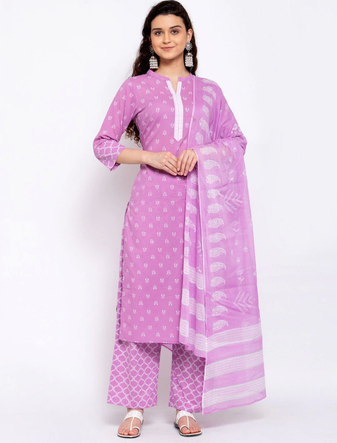 Purple Printed Kurta Set