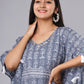 Cotton Grey Printed Kaftan
