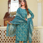 Teal Printed Kurta Set