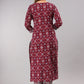 Wine Printed Kurta Set