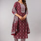 Wine Printed Kurta Set