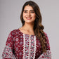 Wine Printed Kurta Set