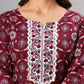 Wine Printed Kurta Set