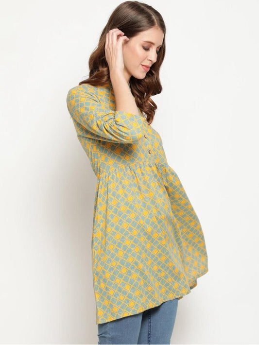 Green Printed Short Kurti