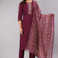 Purple Embroidery Kurta Set