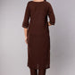 Brown Embroidered Kurta Set