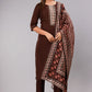 Brown Embroidered Kurta Set