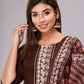 Brown Embroidered Kurta Set