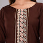 Brown Embroidered Kurta Set