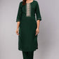 Green Embroidered Kurta Set