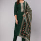 Green Embroidered Kurta Set