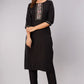 Black Embroidered Kurta Set