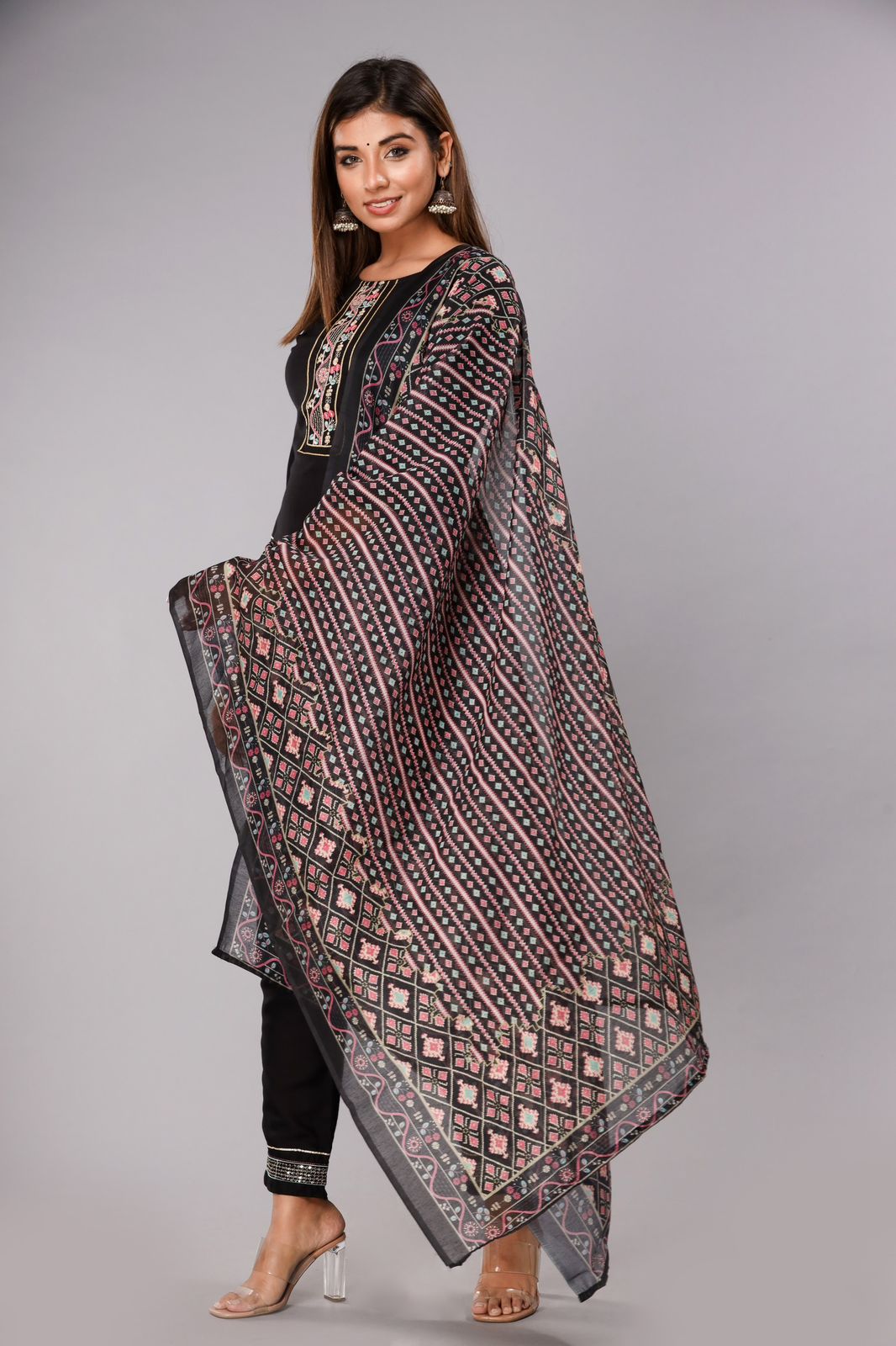 Black Embroidered Kurta Set