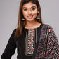 Black Embroidered Kurta Set