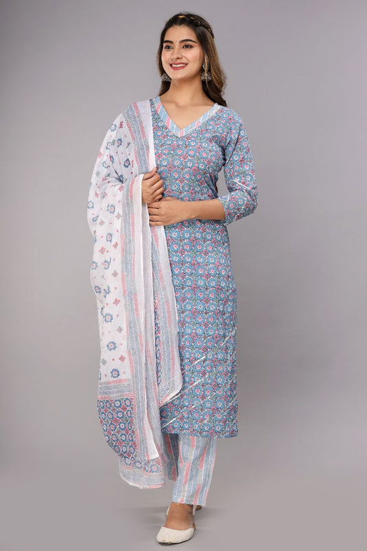 Printed Cotton Kurta Set
